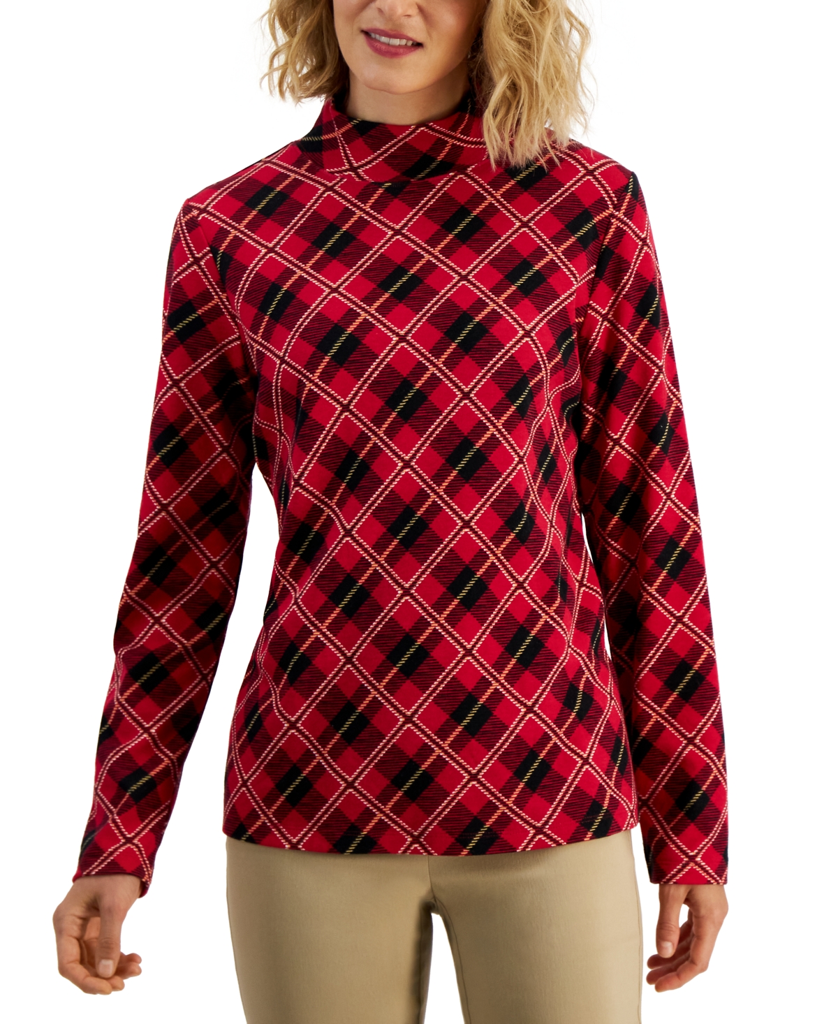 Karen Scott Women's Cotton Lace-Hem Top, Created for Macy's