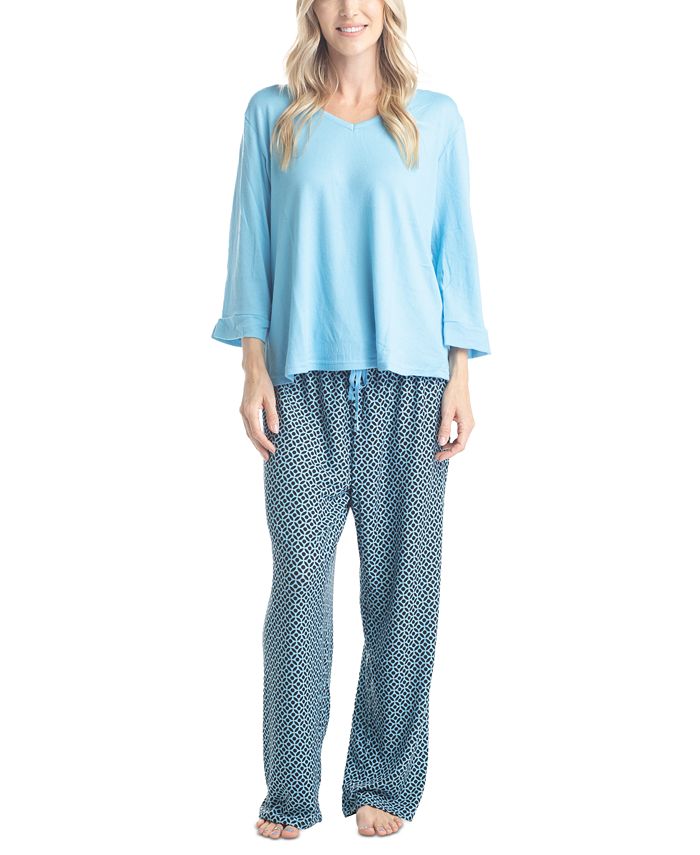 MUK LUKS Women's 3/4 Sleeve Top & Boot-Cut Pajama Pants Set - Macy's