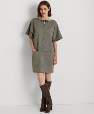 Lauren Ralph Lauren - Buckle-Trim Double-Knit Jacquard Shift Dress