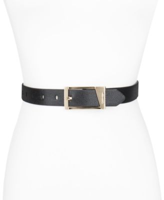Skinny Geometric Center Bar Buckle Dress Belt