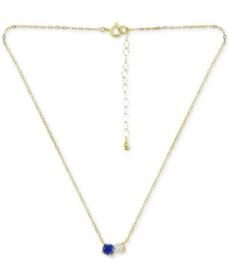 Lab-Grown Blue Sapphire & Cubic Zirconia Collar Necklace, 16" + 2" extender, Created for Macy's