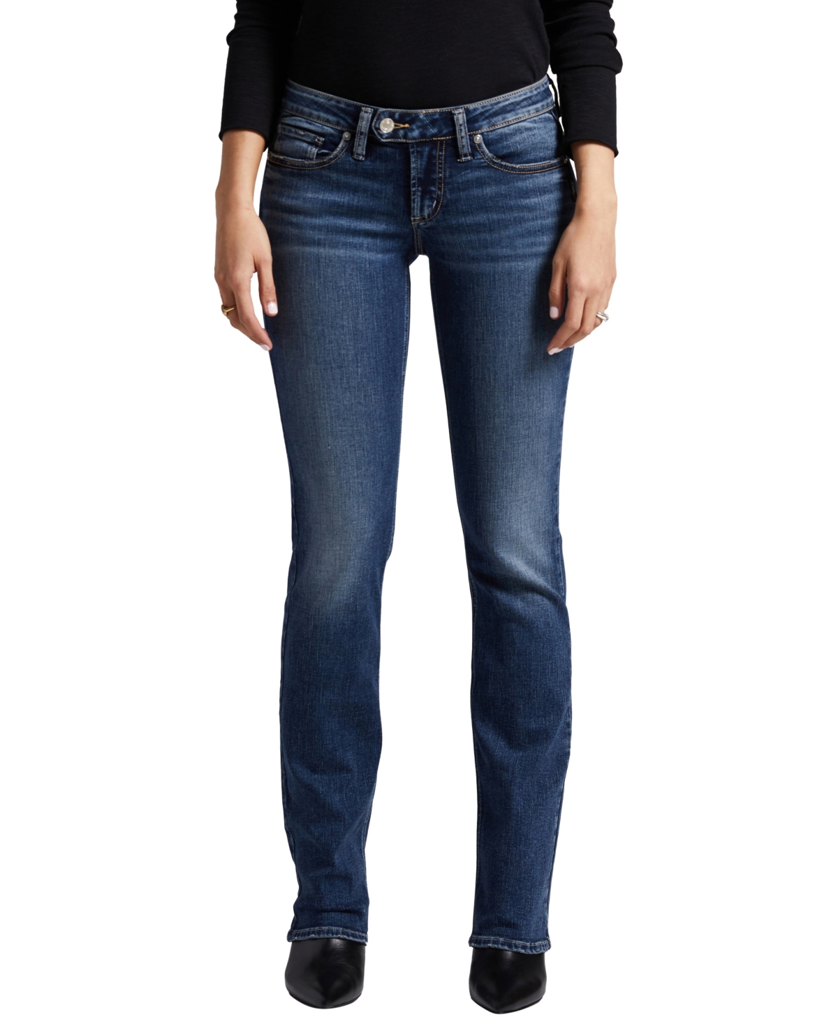 Shop Silver Jeans Co. Women's Tuesday Low Rise Hip Hugging Slim Bootcut Jeans In Indigo