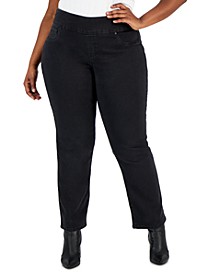 Plus Size Mid-Rise Pull On Straight Leg Jeans, Created for Macy's