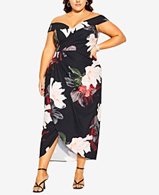 Trendy Plus Size Pixel Floral Maxi Dress