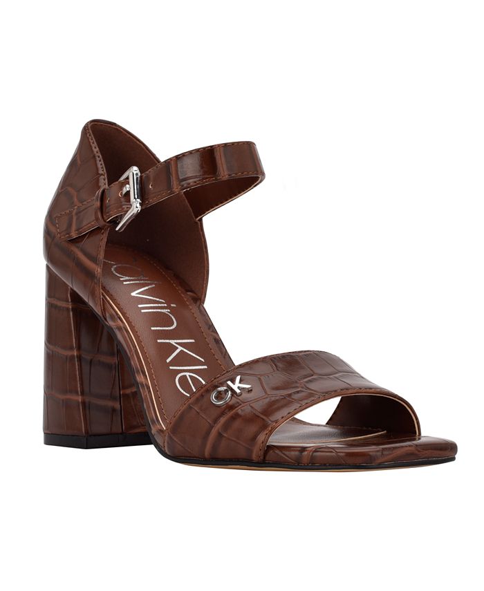 Calvin Klein Women's Quote Logo High Heeled Dress Sandals & Reviews -  Sandals - Shoes - Macy's