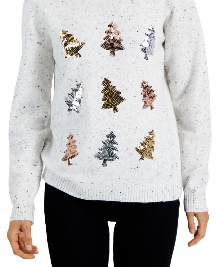 Karen Scott Petite SequinedTree Sweater, Created for Macy's Macy's