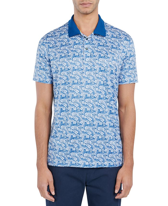 Society of Threads Men's Slim-Fit Floral-Print Performance Polo Shirt ...