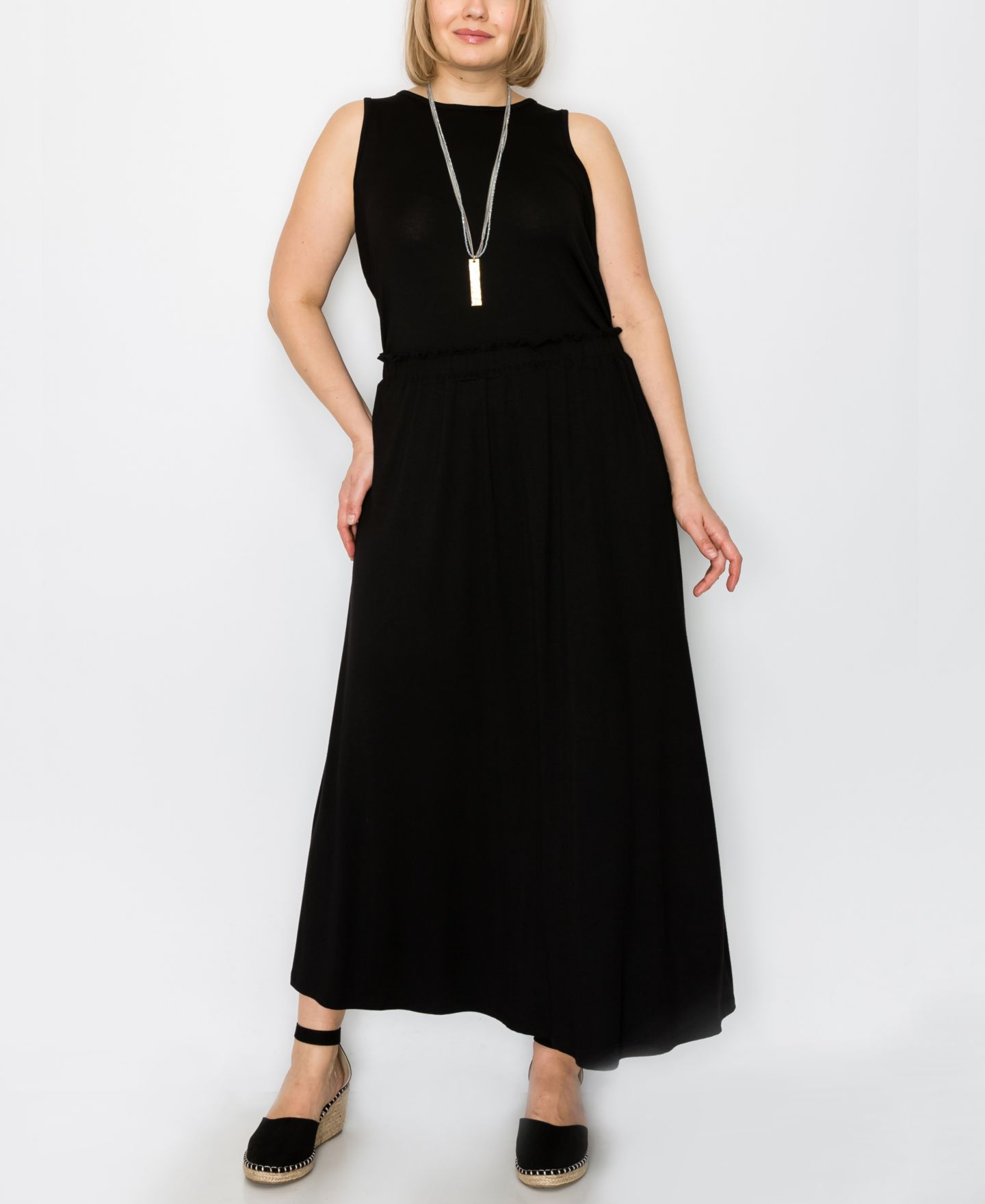 Женские юбки COIN 1804 Plus Size Elastic Waist Maxi Skirts, цвет: Чёрный — фото 4