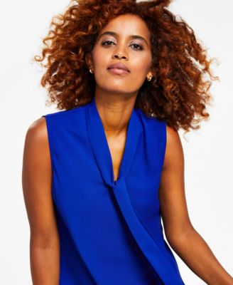 Women's Sleeveless Tie-Neck Top, Regular & Petite