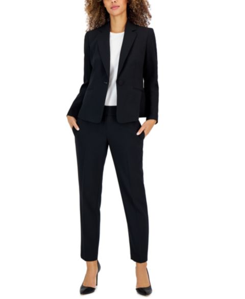 Женские комплекты Le Suit Crepe One-Button 2 Piece Pantsuit, цвет: Чёрный