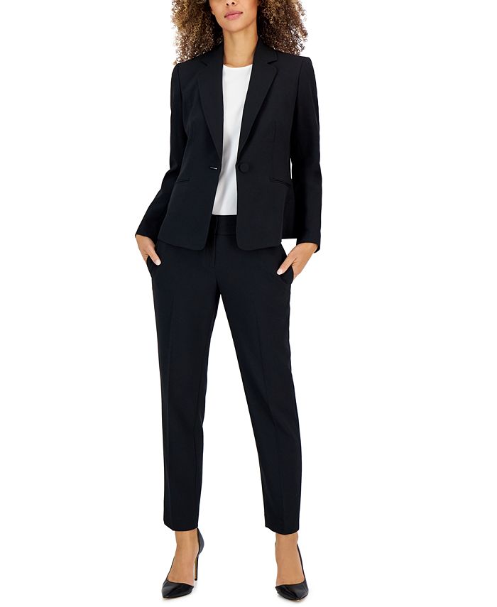 Le Suit Women's Crepe One-Button Pantsuit, Regular & Petite Sizes ...