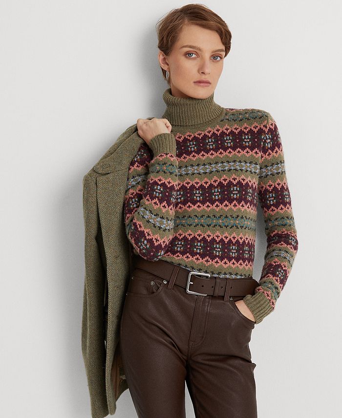 Lauren Ralph Lauren Fair Isle Wool-Blend Turtleneck Sweater & Reviews -  Sweaters - Women - Macy's