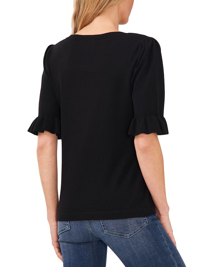 CeCe Women's Cotton Bow ElbowSleeve Crew Neck Sweater Macy's