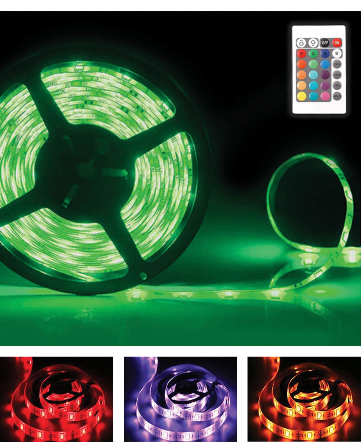 Color Led Strip with Remote, - Multi-Rgb