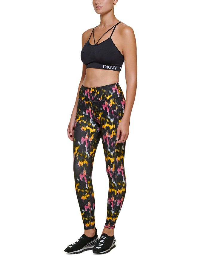 DKNY Women's Sport Two Tone Graphic Leggings Yellow Size X-Small