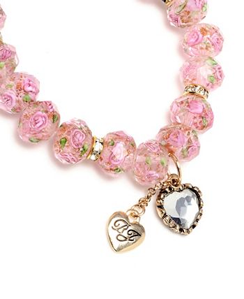 Betsey Johnson - Pink Flower Beaded Stretch Bracelet