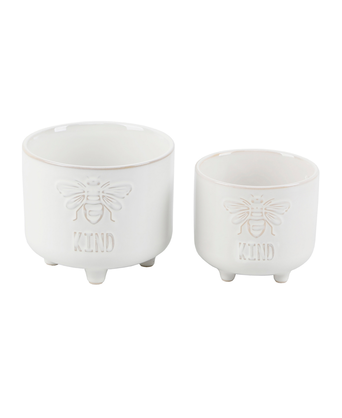 Be Kind Footed Ceramic Planter, Set of 2 - Ivory