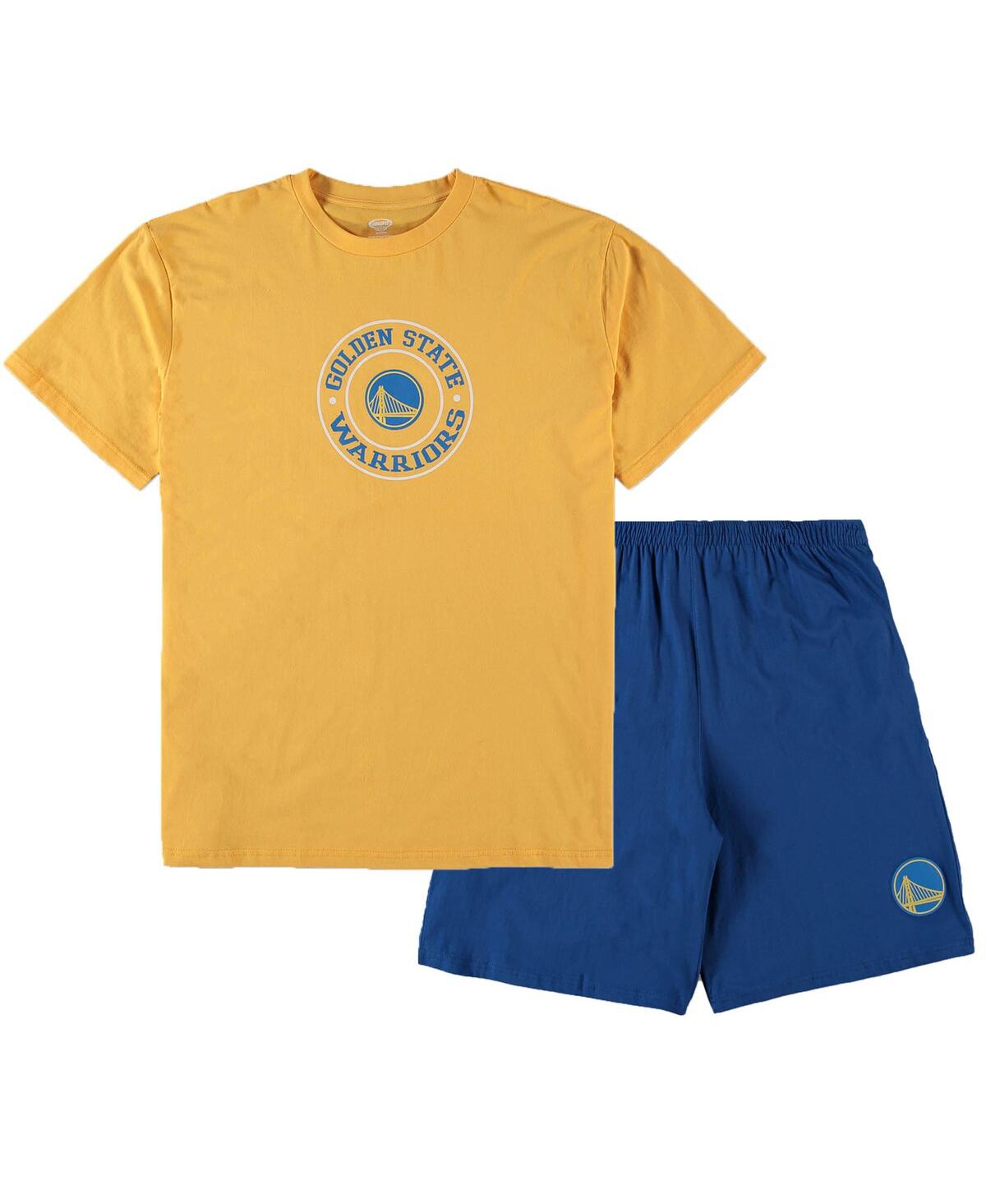 Shop Concepts Sport Men's  Gold, Royal Golden State Warriors Big And Tall T-shirt And Shorts Sleep Set In Gold,royal