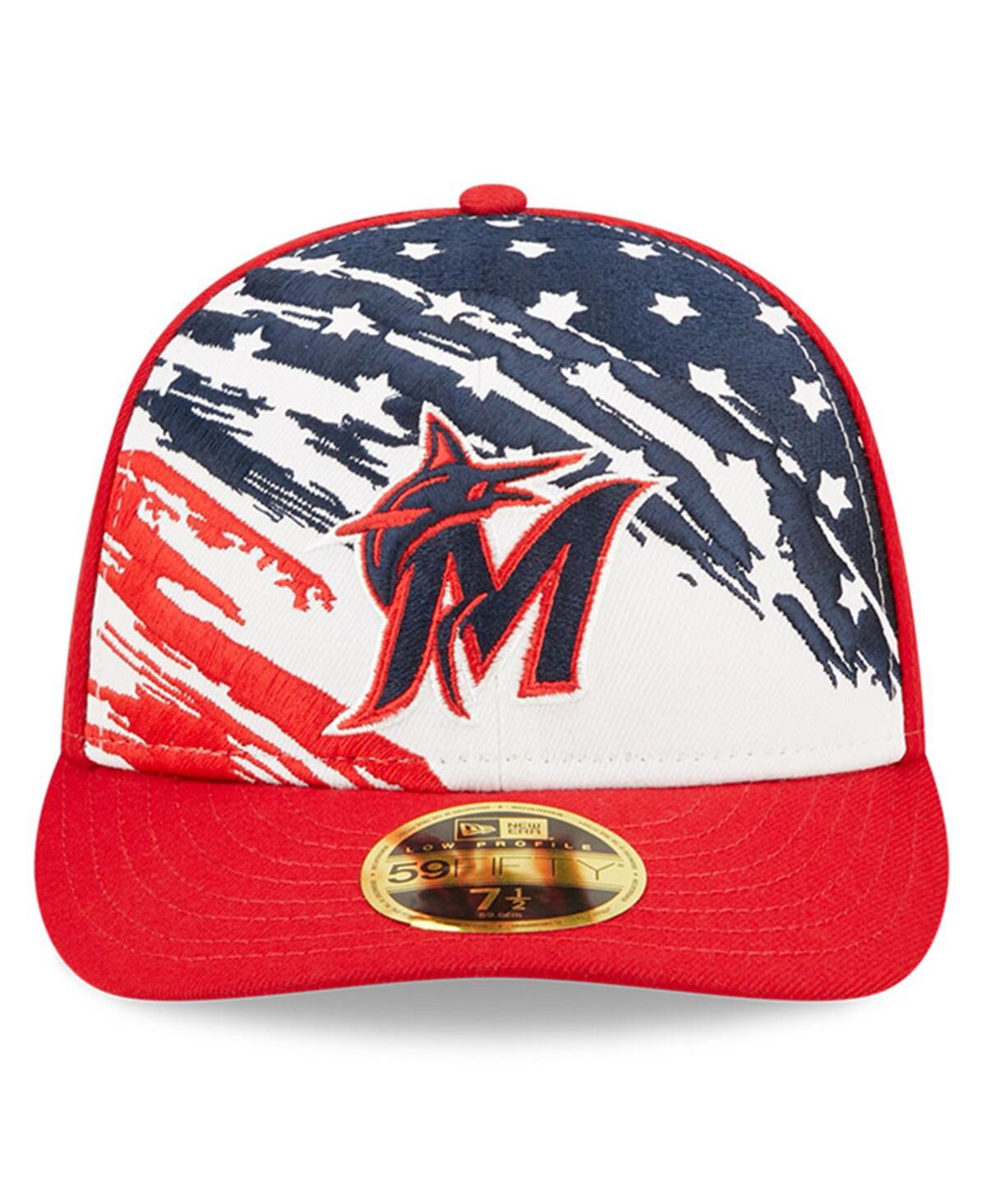 NEW ERA MEN'S NEW ERA RED MIAMI MARLINS 2022 4TH OF JULY LOW PROFILE 59FIFTY FITTED HAT 