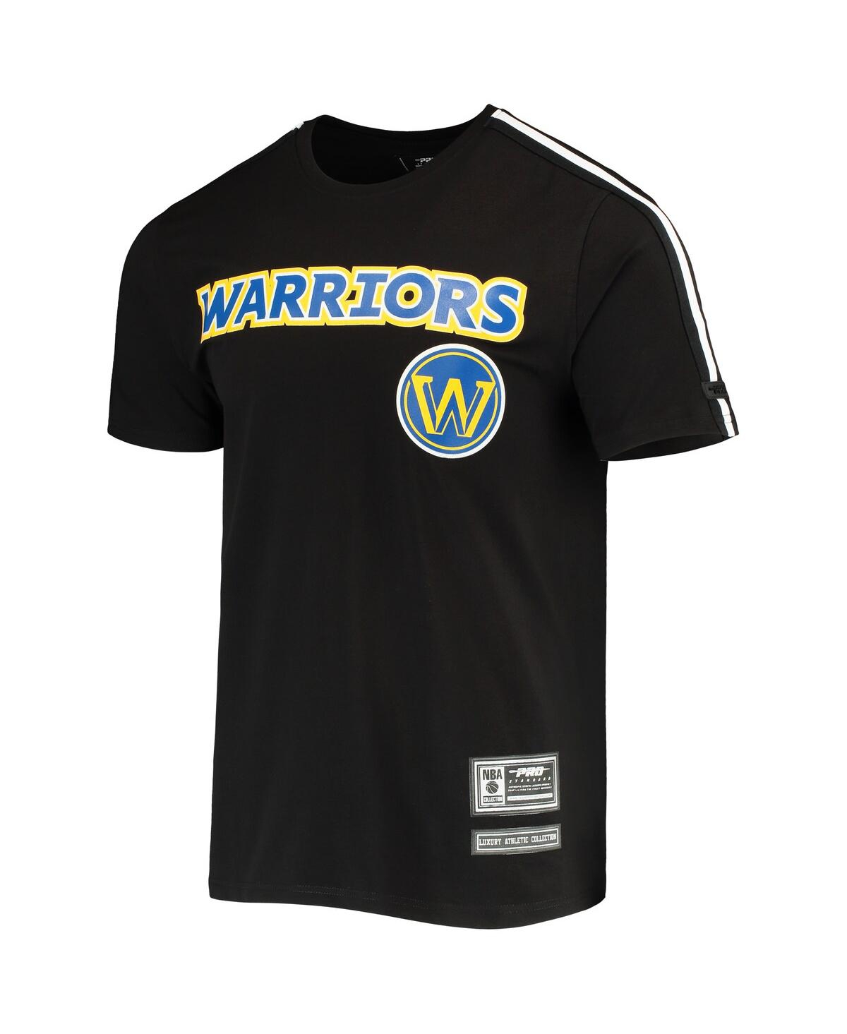 Pro Standard Men's  Black, White Golden State Warriors Mesh Capsule Taping T-shirt In Black,white