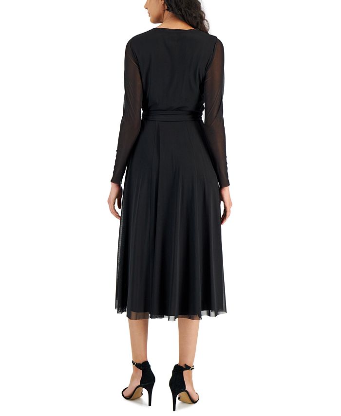 13018 Mint Cotton Mesh Tie Waist Dress