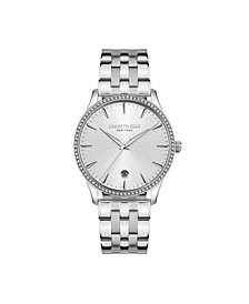 Women's Classic Silver-Tone Stainless Steel Bracelet Watch 34.5mm