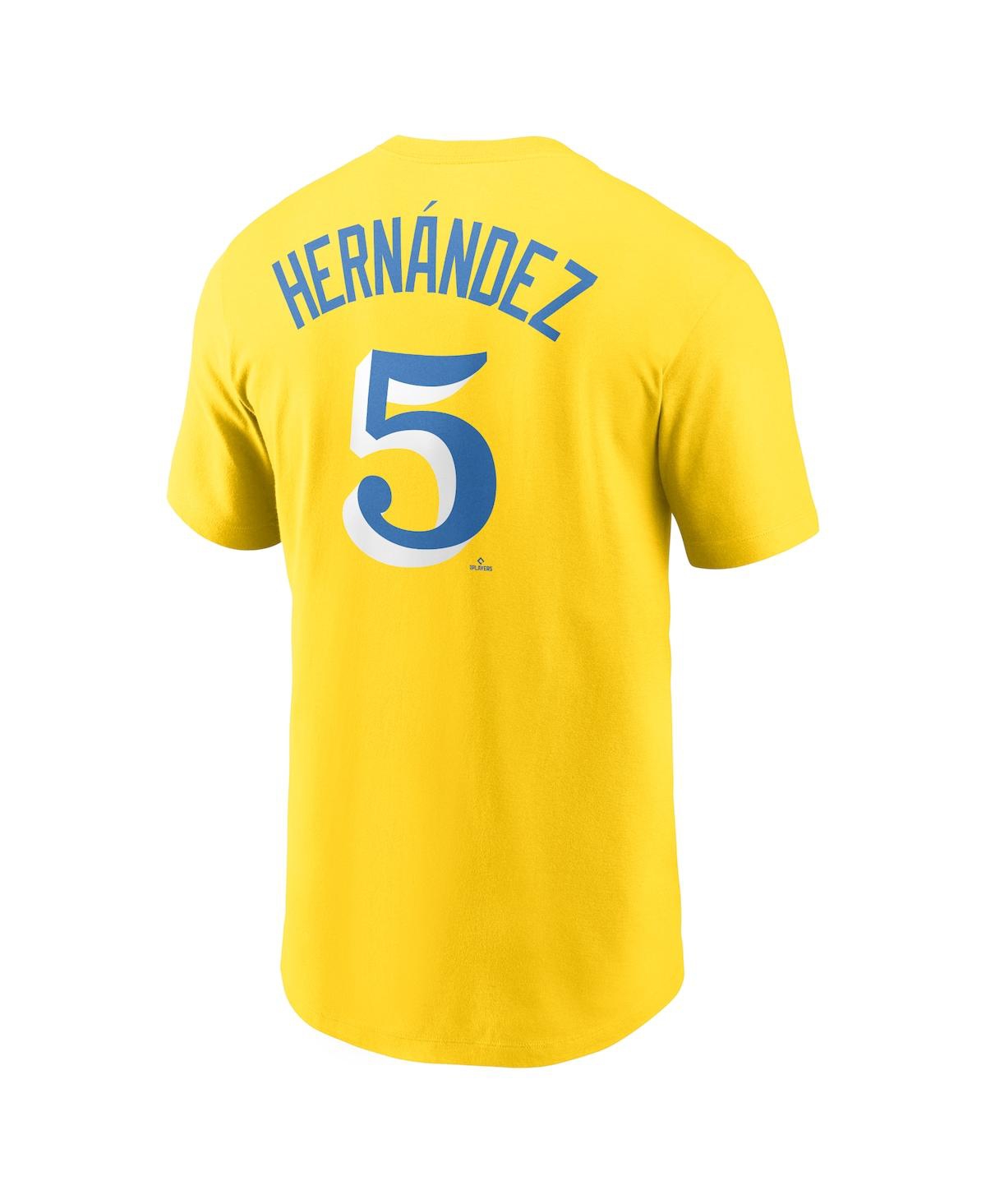 Men's Nike Enrique Hernandez Gold/Light Blue Boston Red Sox 2021 City  Connect Name & Number T-Shirt