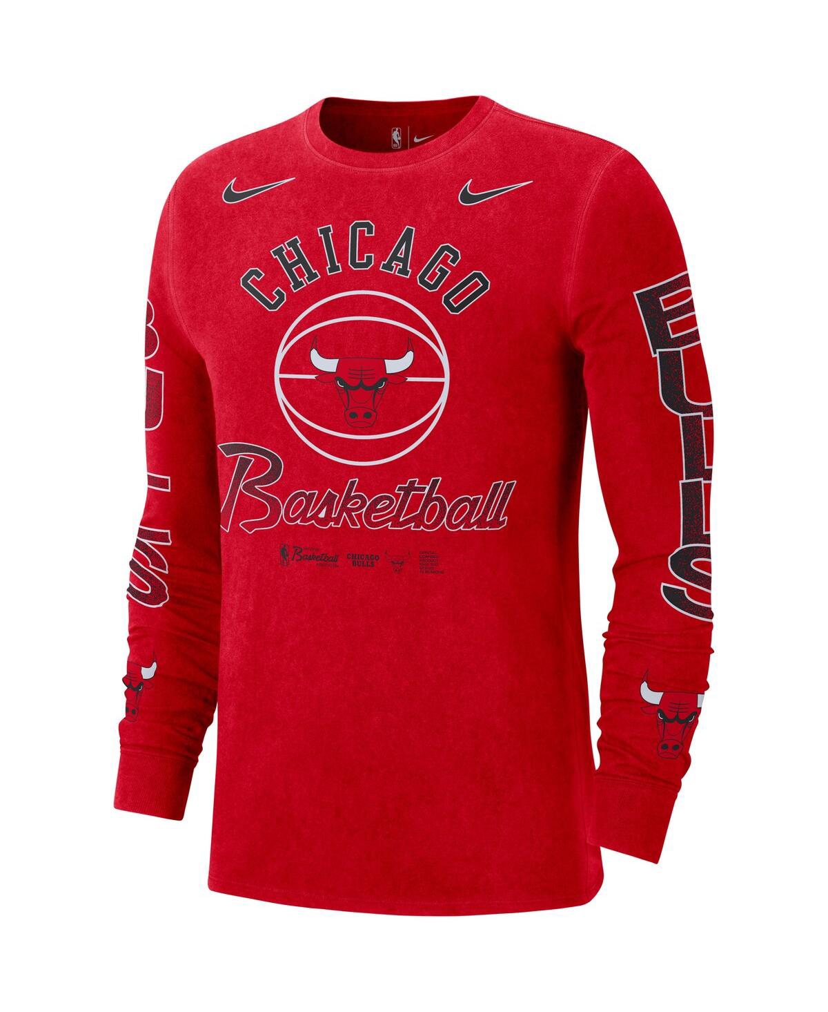 Shop Nike Men's  Red Chicago Bulls Courtside Retro Elevated Long Sleeve T-shirt