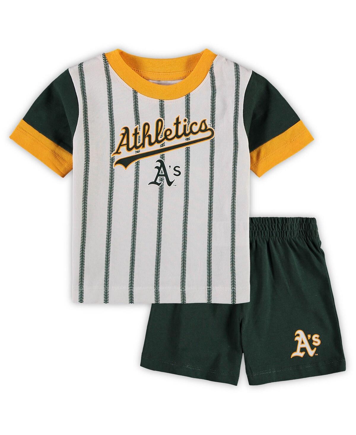 Outerstuff Babies' Toddler Boys White, Green Oakland Athletics Position Player T-shirt And Shorts Set In White,green