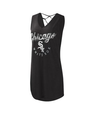 Women's Black Chicago White Sox Game Time Slub Beach V-Neck Cover-Up Dress
