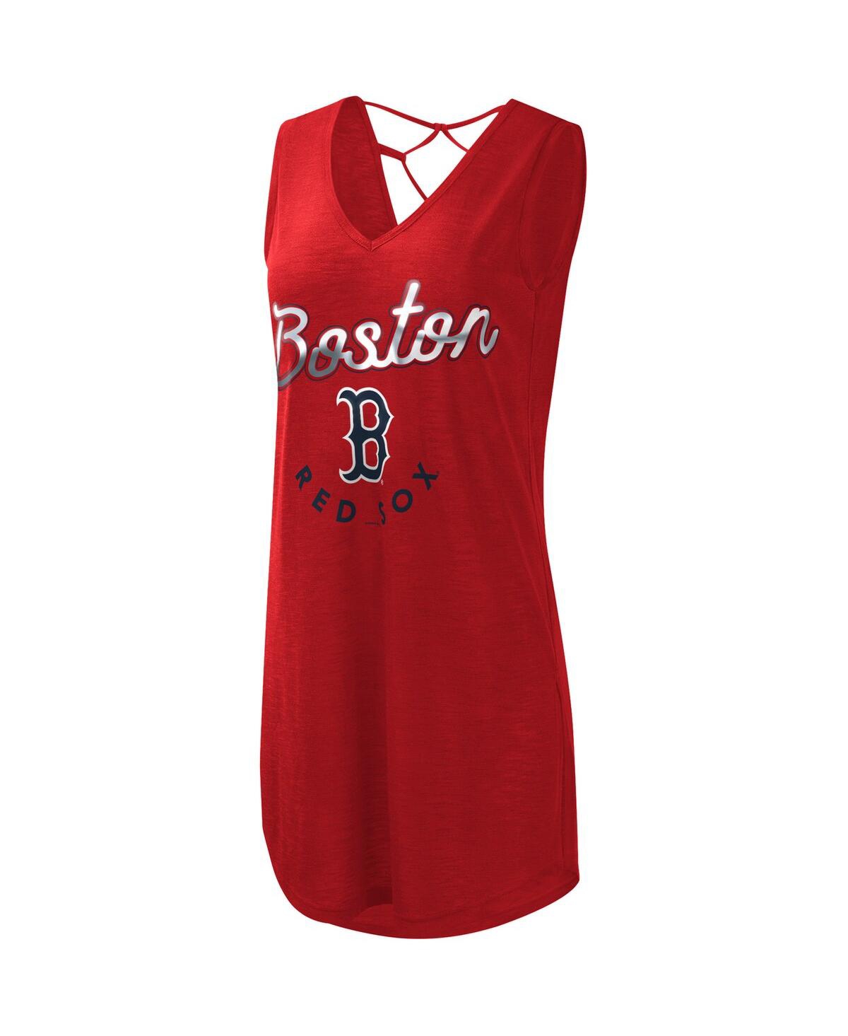 Shop G-iii 4her By Carl Banks Women's  Red Boston Red Sox Game Time Slub Beach V-neck Cover-up Dress