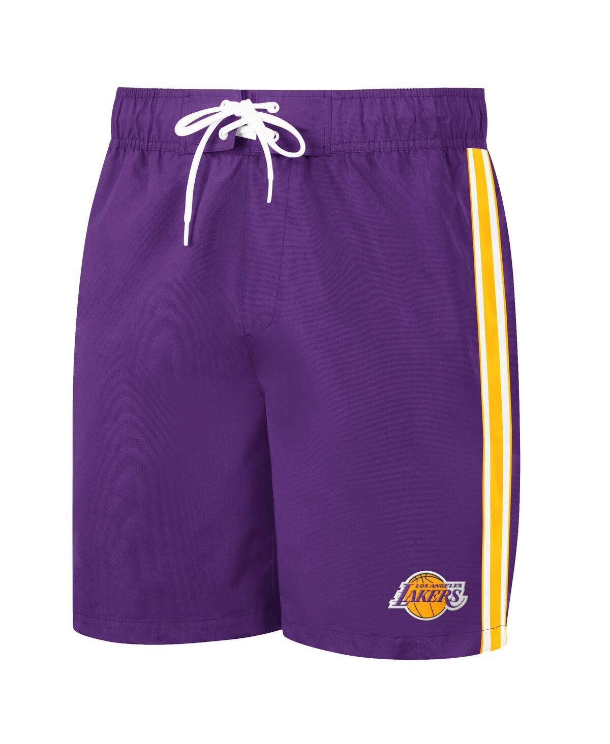 Shop G-iii Sports By Carl Banks Men's  Purple, Gold Los Angeles Lakers Sand Beach Volley Swim Shorts In Purple,gold