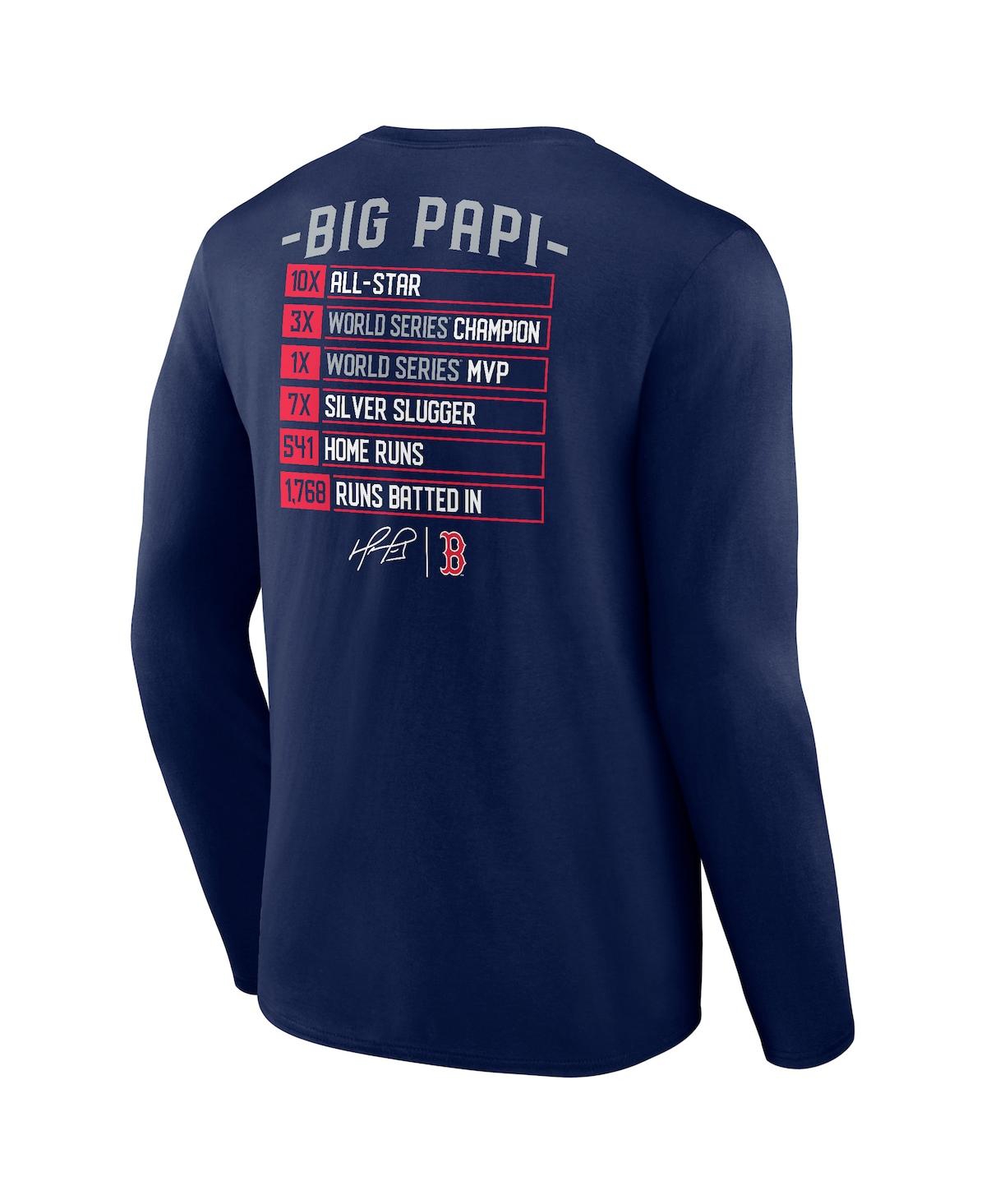 Shop Fanatics Men's  David Ortiz Navy Boston Red Sox Stats Resume Long Sleeve T-shirt