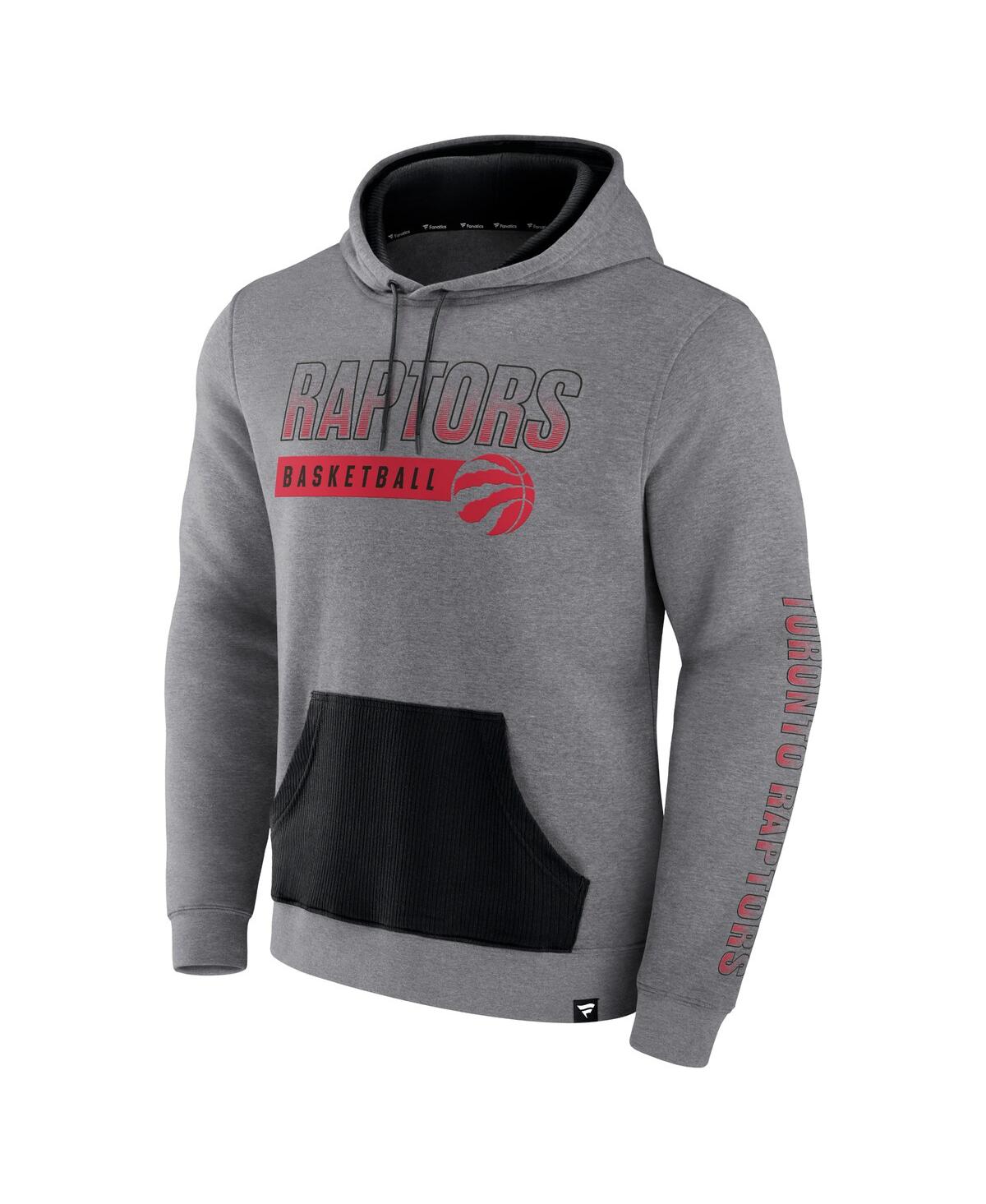 Shop Fanatics Men's  Heathered Gray Toronto Raptors Off The Bench Color Block Pullover Hoodie