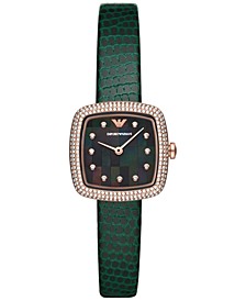 Women's Green Leather Strap Watch 26mm
