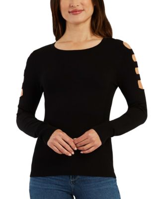 BCX Juniors' Cutout-Sleeve Sweater 