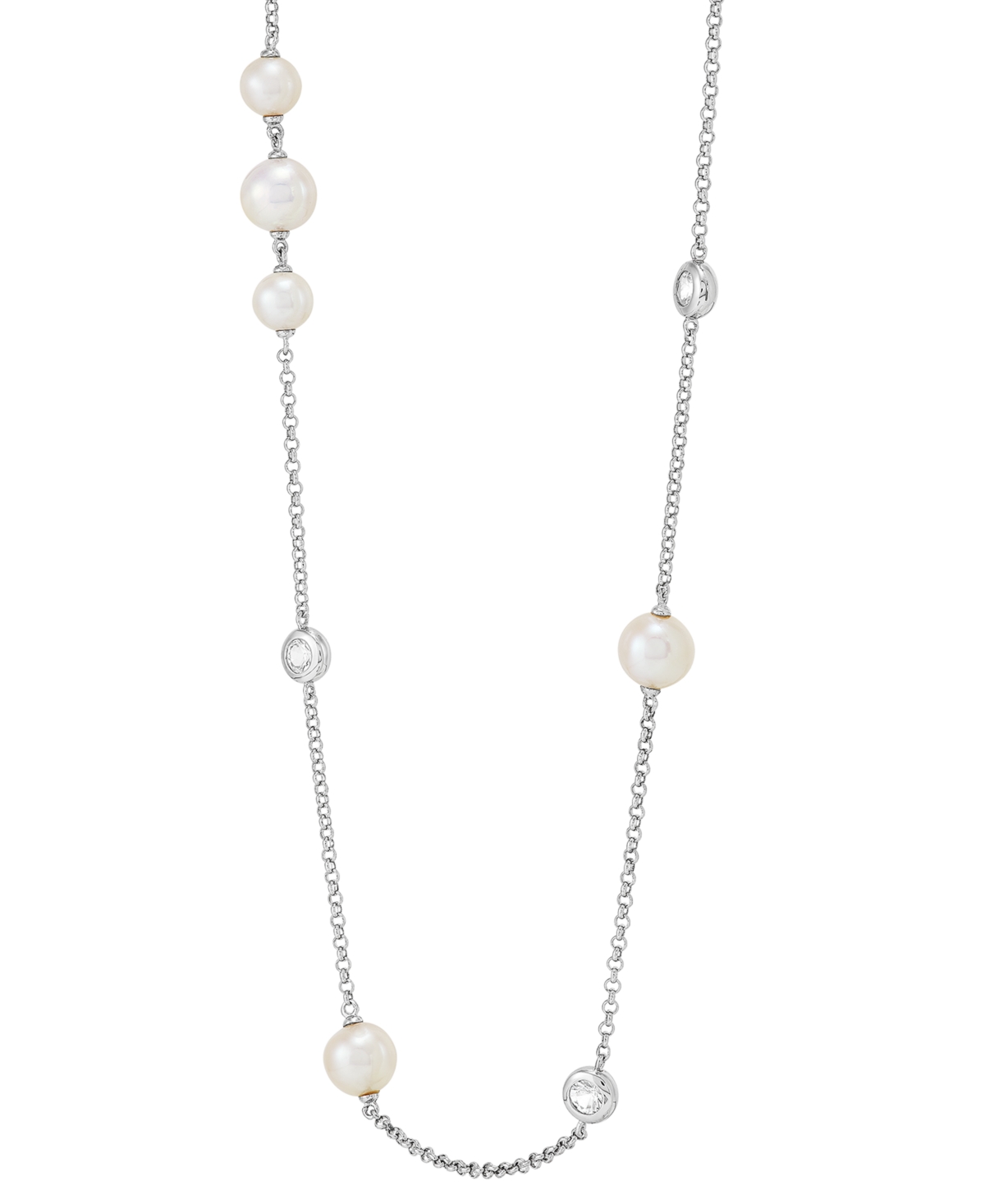 Cultured Freshwater Pearl (6-7mm) & White Sapphire (2 ct. t.w.) 38-1/2