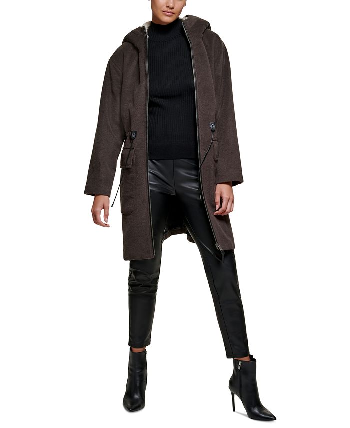 DKNY Women's Hooded Wool Anorak Coat & Reviews - Coats & Jackets ...