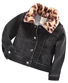 Baby Girls Denim Jacket with Faux-Fur Collar, Created for Macy's
