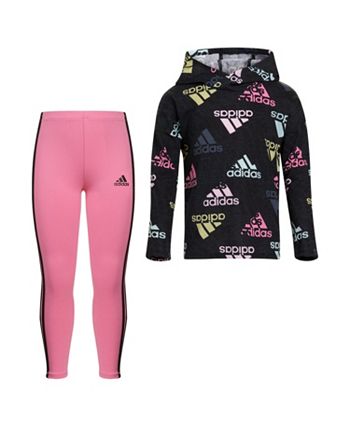 adidas Little Girls Sleeve Allover Print Hooded T-shirt and Tights, 2 Piece Set & Reviews - Activewear - Kids - Macy's