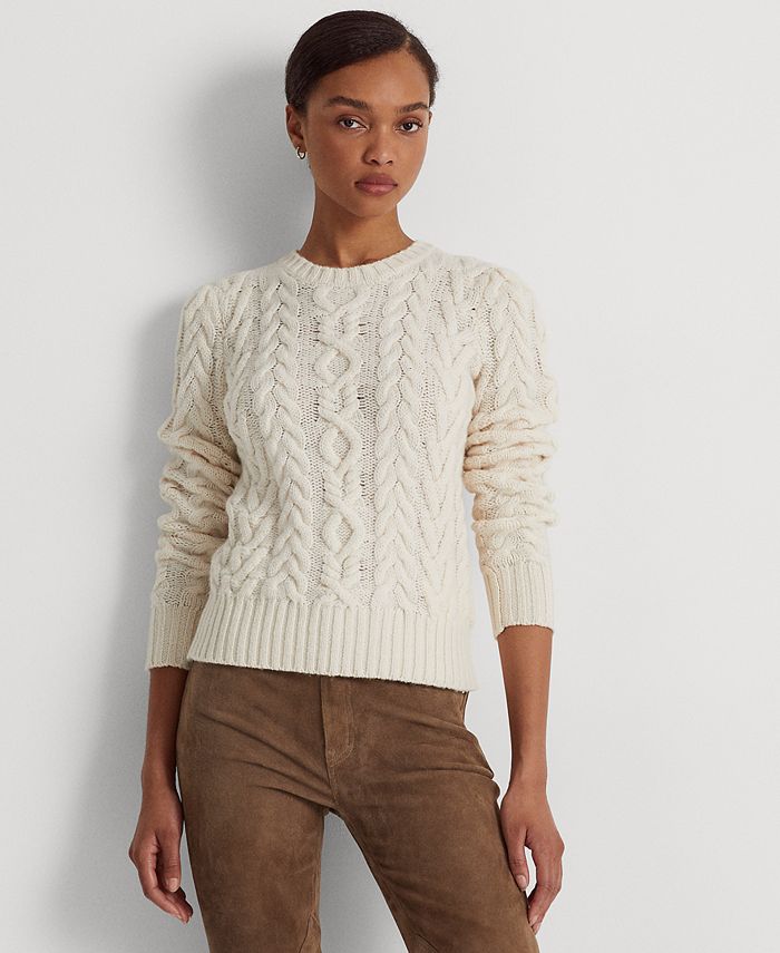 Lauren Ralph Lauren Aran-Knit Wool-Cashmere Sweater & Reviews - Sweaters -  Women - Macy's