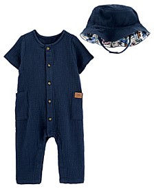 Baby Boys Romper and Hat Set, 2 Piece