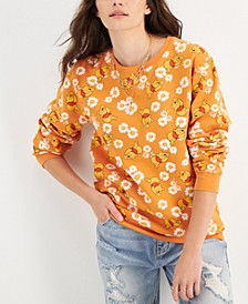 Juniors' Winnie The Pooh Floral-Print Sweatshirt