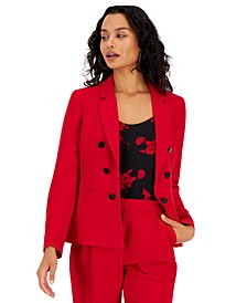 Women's Textured Crepe Faux Double-Breasted Jacket, Created for Macy's