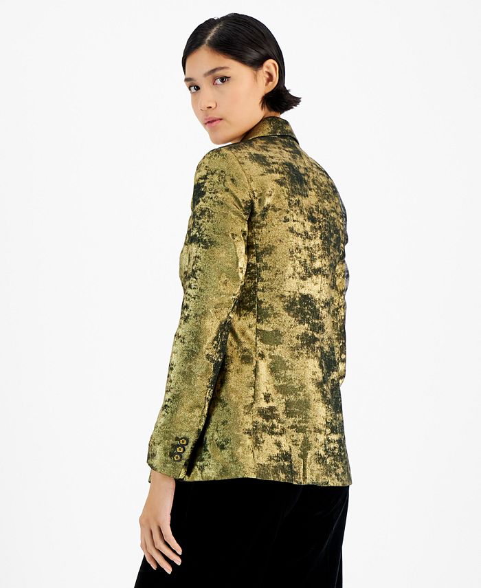 Bar III Women's Metallic Notched Collar OneButton Jacket, Created for