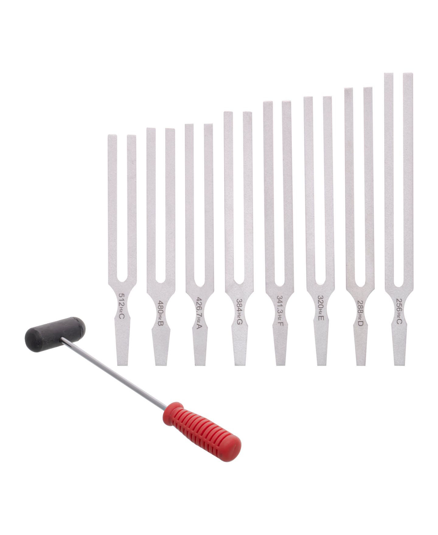 Детские игрушки Supertek Aluminum Tuning Forks with Hammer, 9-Piece Set, Ages 8+ — фото 2