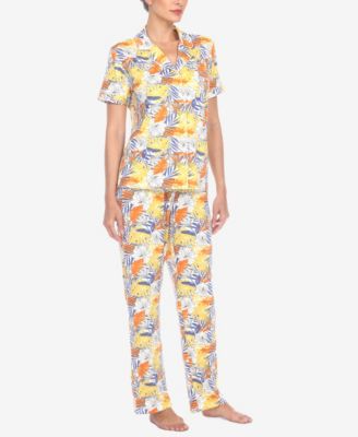 Women's 2 Piece Tropical Print Pajama Set