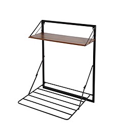 Collapsible Wall Mounted Clothes Drying Rack with Shelf