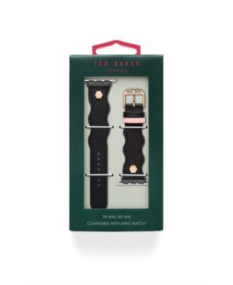 Women's Ted Wavy Design Black Leather Strap