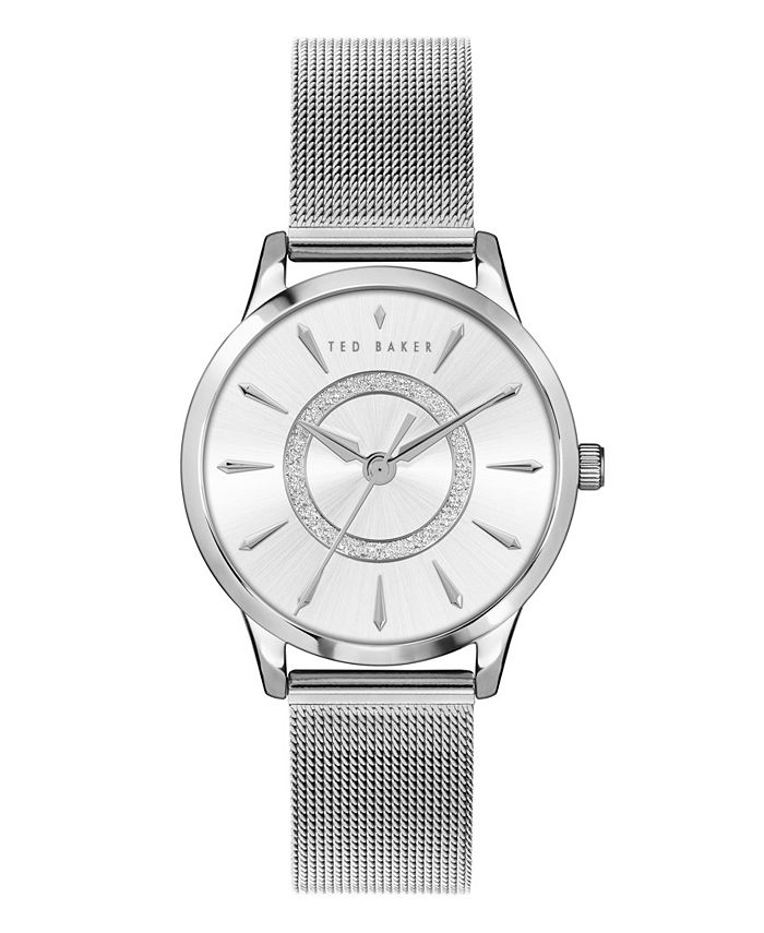 Ted Baker Women s Fitzrovia Charm Silver Tone Mesh Bracelet Watch